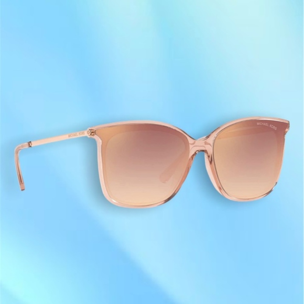 New Michael Kors Sunglasses Pink Transparent Frame Pink Gradient Mirror Lenses
